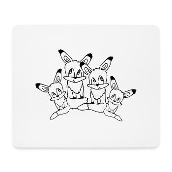 4 Renards Famille Quatre Parents Enfants Maman Papa Mignon - Tapis de souris (format paysage) - blanc - Devant