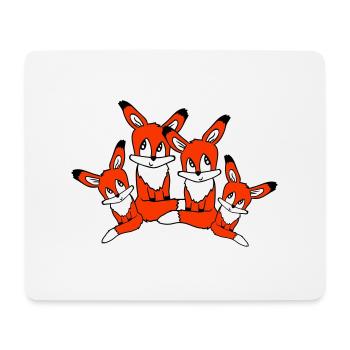 4 Foxes Family Four Parents Children Mom Dad Cute - Mouse Pad (horizontal) - white - Front
