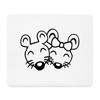 2 Mäuse Paar Zwei Verliebt Valentinstag Frau Mann - Mousepad (Querformat) - Weiß - Vorne