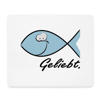 Happy Ichthys - Christliches Symbol Fisch - Mousepad (Querformat) - Weiß - Vorne
