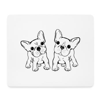 Französische Bulldoggen - Mousepad (Querformat) - Weiß - Vorne