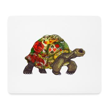 Turtle Tattoo - white contour - Tapis de souris (format paysage) - blanc - Devant