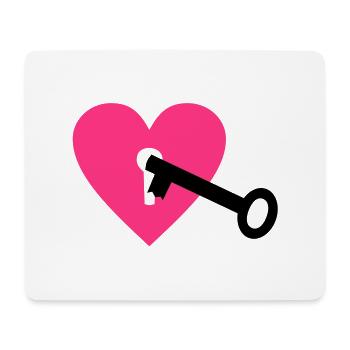 key and heart - Mouse Pad (horizontal) - white - Front