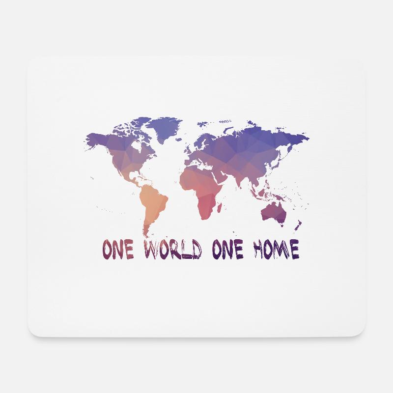 One World One Home Weltkarte - Mousepad (Querformat) - Weiß