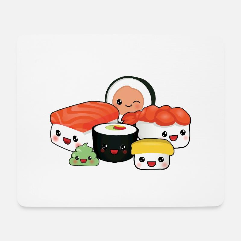 happy Sushi Family - Mousepad (Querformat) - Weiß
