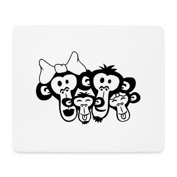 Singe famille 2 enfants garçon papa maman parents - Tapis de souris (format paysage) - blanc - Devant