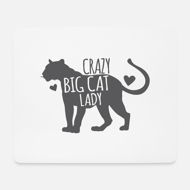 Verrückte Raubkatzendame mit schwarzem Panther - Mousepad (Querformat) - Weiß