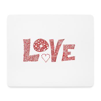 LOVE mit Herz - rot - Mousepad (Querformat) - Weiß - Vorne
