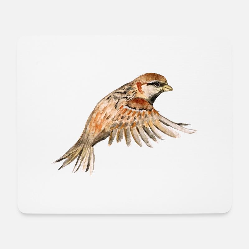 Fliegender Spatz - Mousepad (Querformat) - Weiß