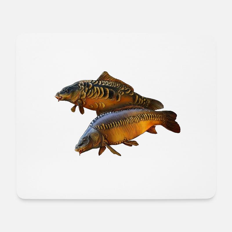 Karpfenduo - Mousepad (Querformat) - Weiß