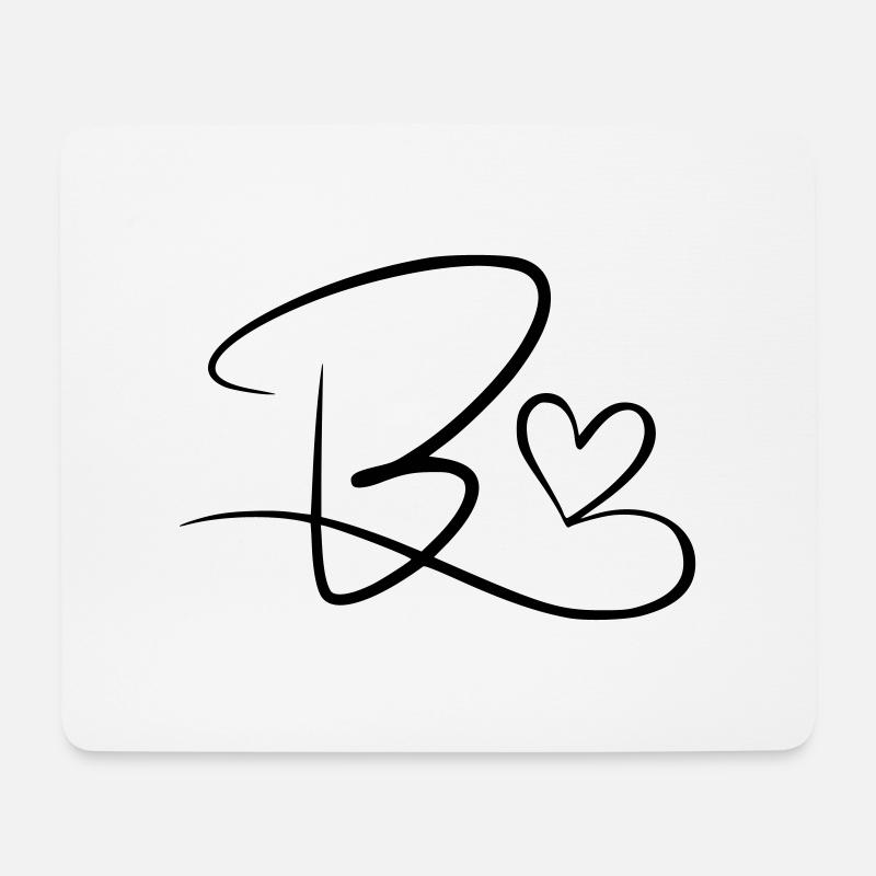 Buchstabe B Anfangsbuchstabe Name Kalligrafie Herz - Mousepad (Querformat) - Weiß