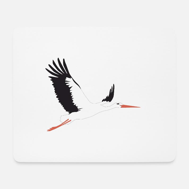 Storch fliegt - Mousepad (Querformat) - Weiß