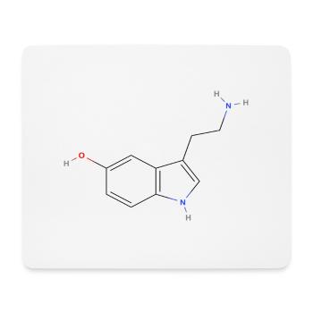 Molécule de sérotonine - Formule structurale colorée - Tapis de souris (format paysage) - blanc - Devant