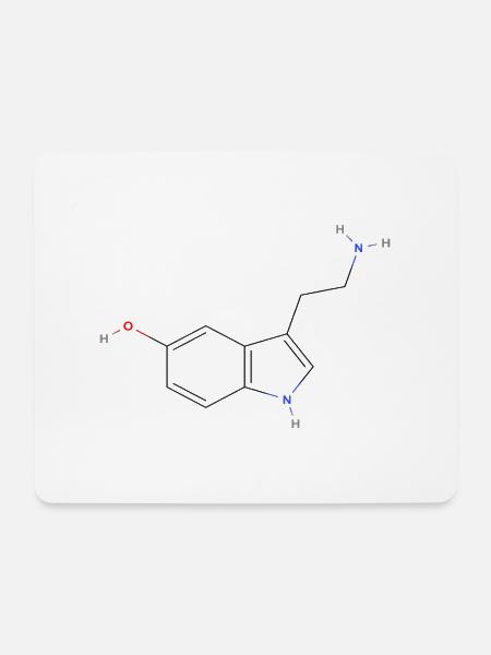 Serotonin-Molekül - Farbige Strukturformel - Mousepad (Querformat) - Weiß