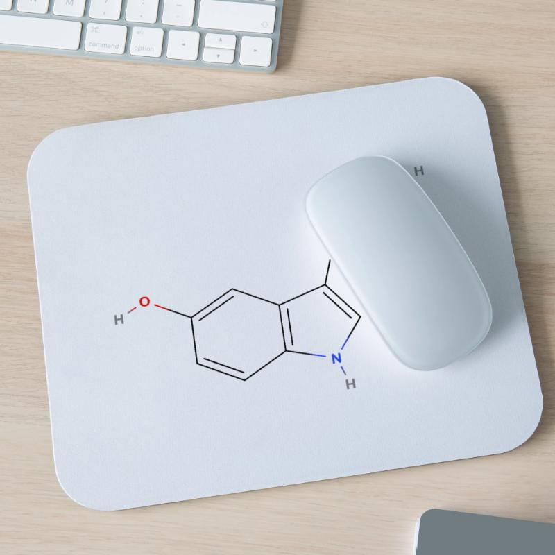 Serotonin Molecule - Colored Structural Formula Mouse Pad (horizontal)