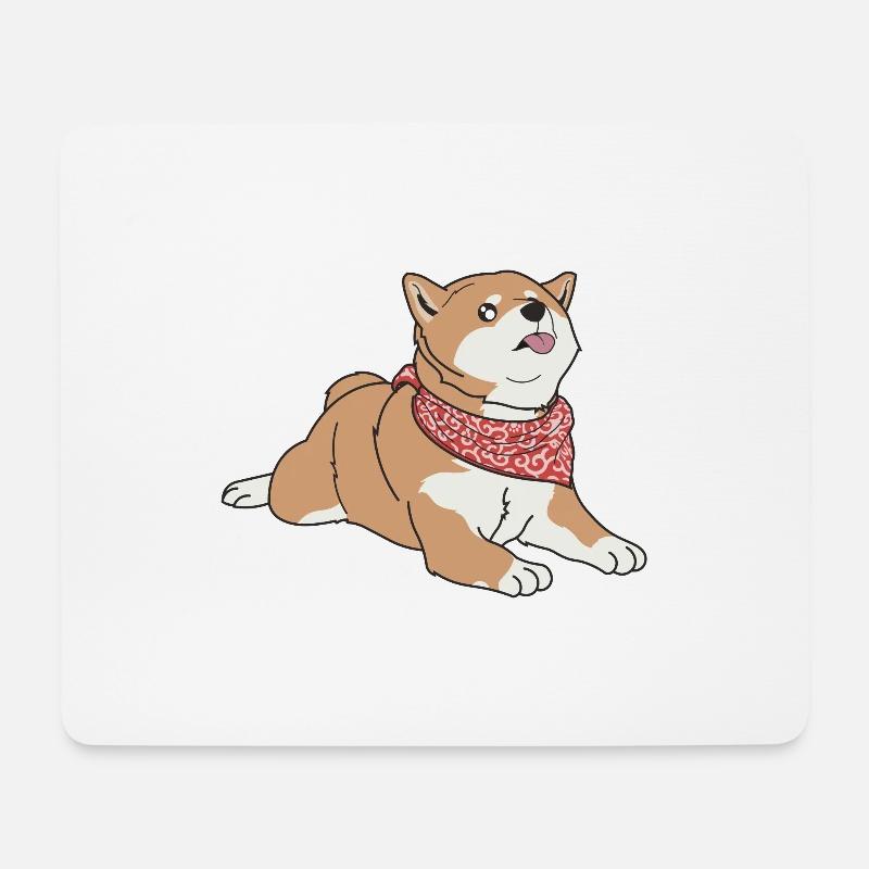 Kawaii Shiba mit rotem Halstuch - Mousepad (Querformat) - Weiß
