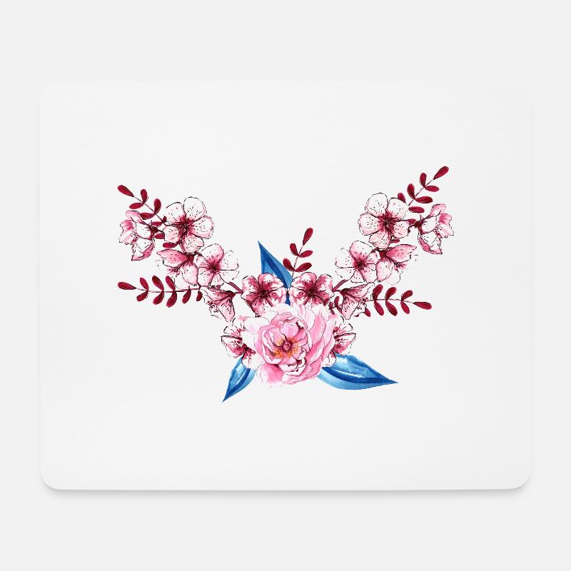 Fleur - Tapis de souris (format paysage) - blanc