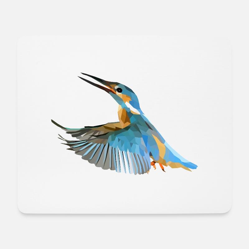 Polyart Eisvogel - Mousepad (Querformat) - Weiß