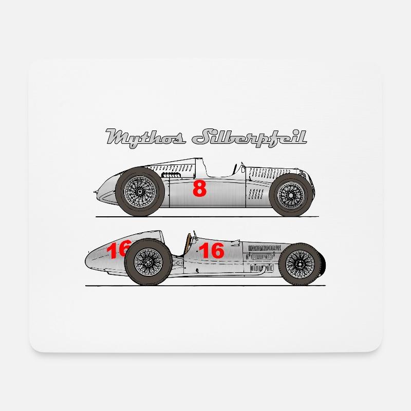 Mythos Silberpfeil – klassische, deutsche Rennauto - Mousepad (Querformat) - Weiß