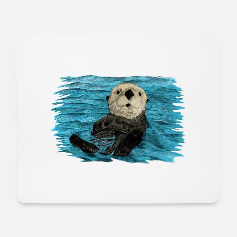 Seeotter - Mousepad (Querformat) - Weiß