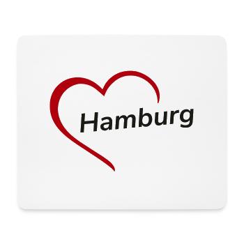 Hamburg mit Herz - Meine Stadt - I Love - Mousepad (Querformat) - Weiß - Vorne