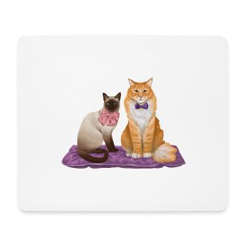 Chats - Famille de chats - Animaux de compagnie - Amour de chat - Tapis de souris (format paysage) - blanc - Devant