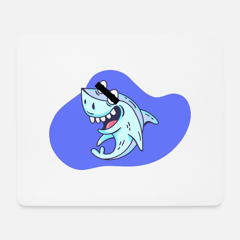 Cartoon Hai - Mousepad (Querformat) - Weiß