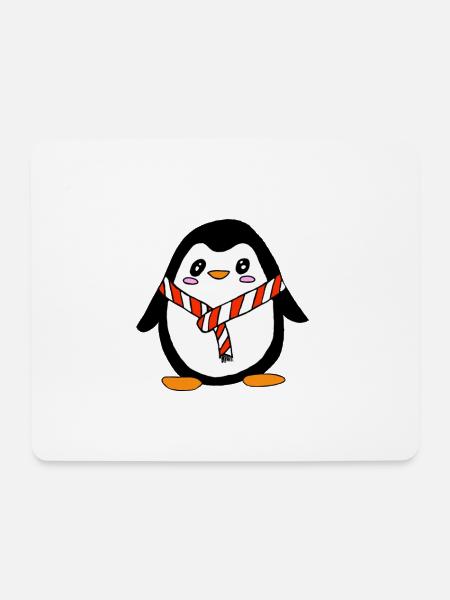 Pinguin mit Schal - Mousepad (Querformat) - Weiß