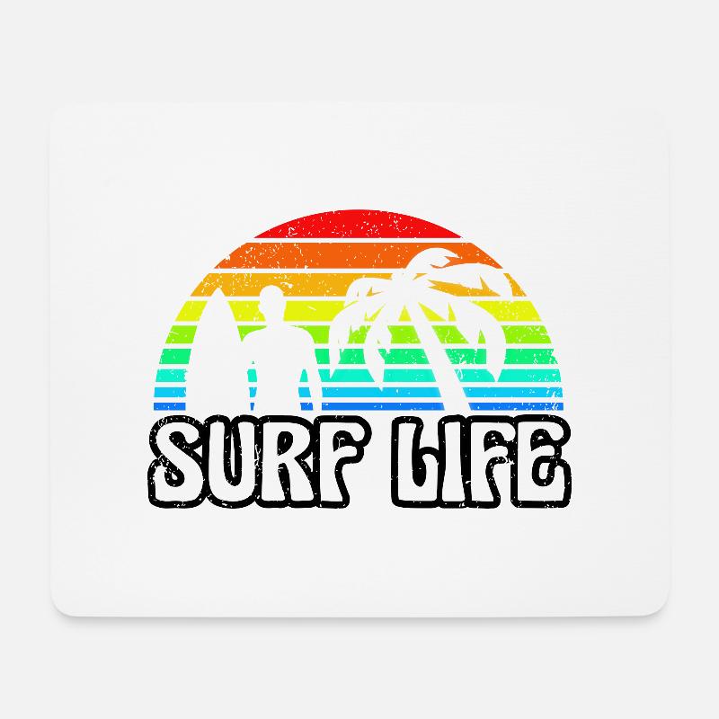 Vintage Sunset Surf Life - Mousepad (Querformat) - Weiß
