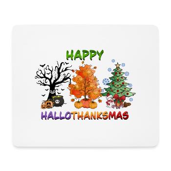 Happy Hallothanksmas Christmas Tree - Mouse Pad (horizontal) - white - Front
