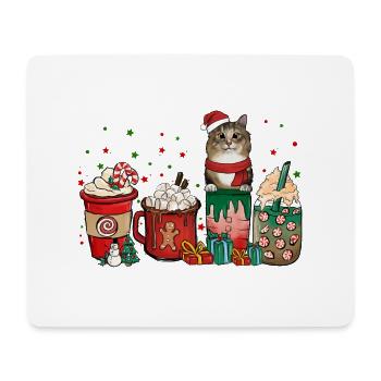 Norweigan Forest Coffee Coffee Cups Santa Cat - Mouse Pad (horizontal) - white - Front