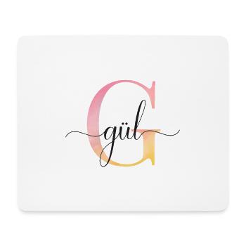G| Monogramme | Nom | Gül |Aquarelle - Tapis de souris (format paysage) - blanc - Devant