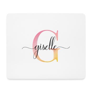 G| Monogram | Name | Giselle |Watercolor - Mouse Pad (horizontal) - white - Front