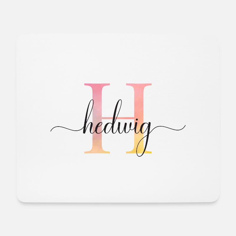 H | Monogram | Name | Hedwig |Watercolor - Mouse Pad (horizontal) - white