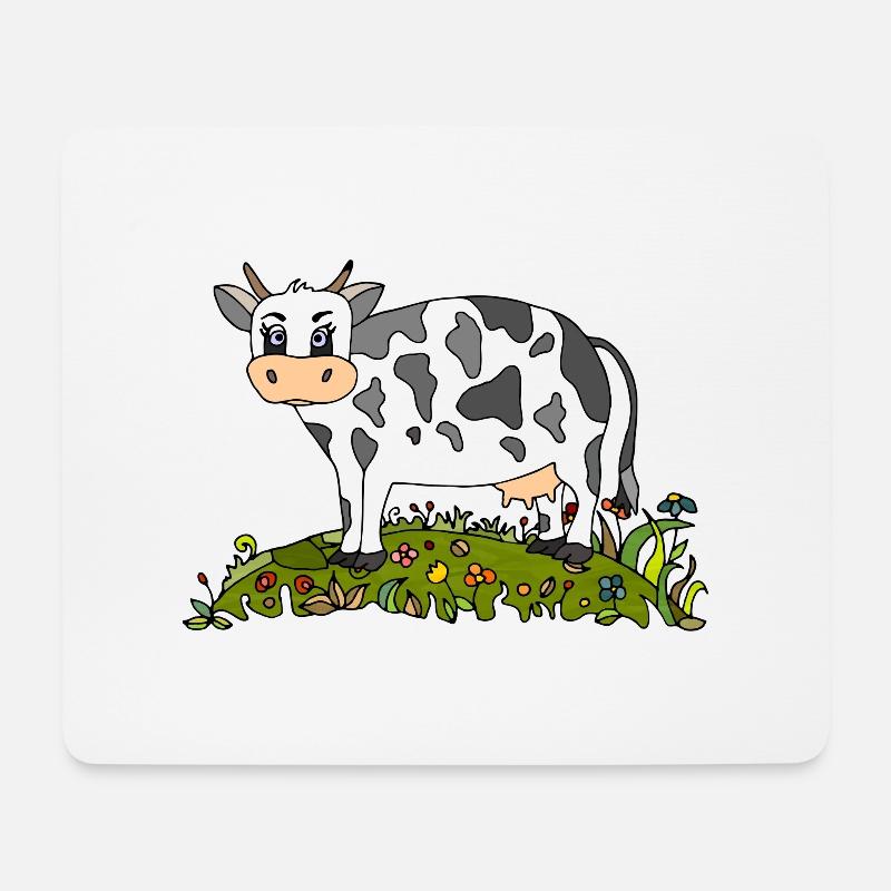 Kuh - Mousepad (Querformat) - Weiß