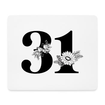 Nummer 31 Schwarze Blumen - 31. Blumengeburtstag - Mousepad (Querformat) - Weiß - Vorne