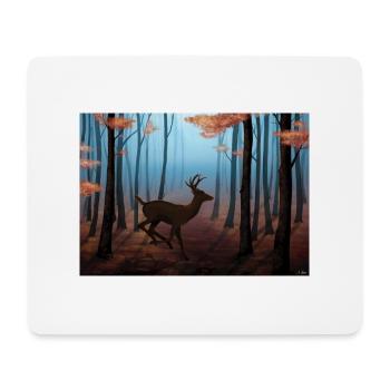 Galoppierende Hirsche in einem herbstlichen Wald - Mousepad (Querformat) - Weiß - Vorne
