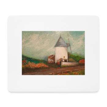 White Mill, Horse, Countryside, Painting Painting - Mouse Pad (horizontal) - white - Front