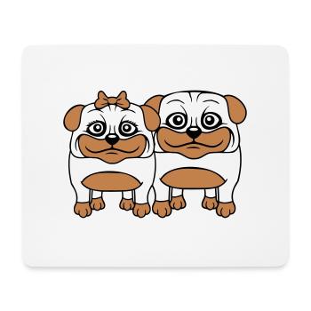 2 Dogs Pug Man Woman Couple Two In Love Love - Mouse Pad (horizontal) - white - Front