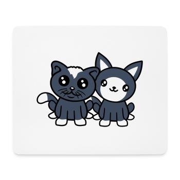 2 chats amis équipe équipage deux chatons de compagnie - Tapis de souris (format paysage) - blanc - Devant