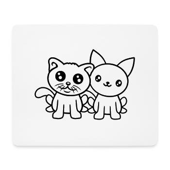 2 Cats Friends Team Crew Two Pet Kittens - Mouse Pad (horizontal) - white - Front