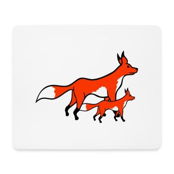 2 Foxes Mother Red Fox Little Child Father Mom - Mouse Pad (horizontal) - white - Front