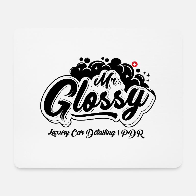 Mr.Glossy with black - Mousepad (Querformat) - Weiß