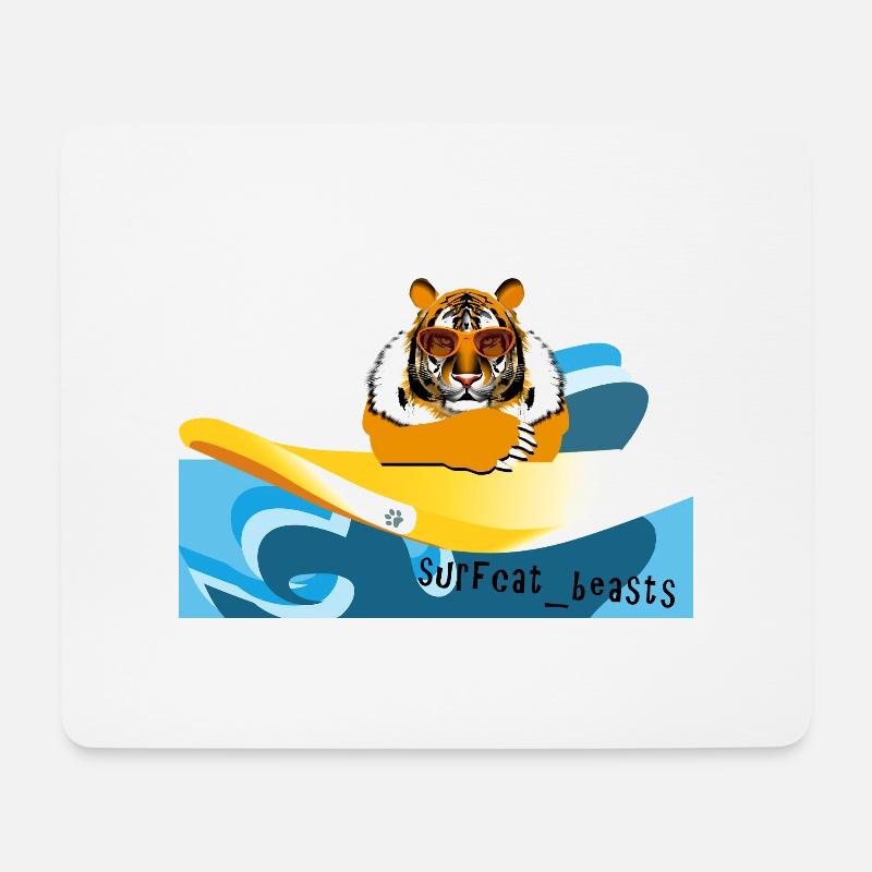 Tiger auf einem Surfbrett - Mousepad (Querformat) - Weiß