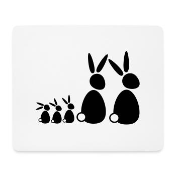 5 lapins, famille, enfants, parents, trois frères et sœurs, doux - Tapis de souris (format paysage) - blanc - Devant