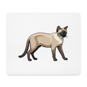 Mignon Voiture Siamois - Chat Autocollant - Tapis de souris (format paysage) - blanc - Devant