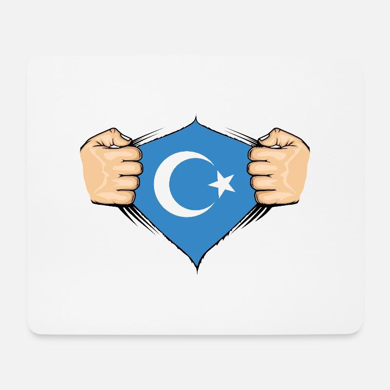 Uiguren Flagge Design - Mousepad (Querformat) - Weiß