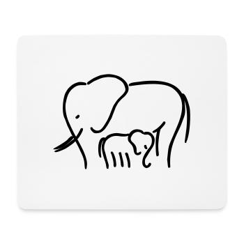 Elephant maman avec enfant - Tapis de souris (format paysage) - blanc - Devant