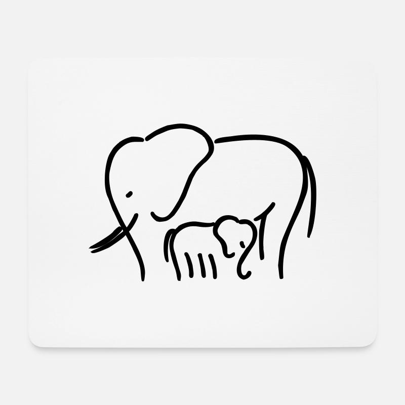 Elefantenmama mit Kind - Mousepad (Querformat) - Weiß