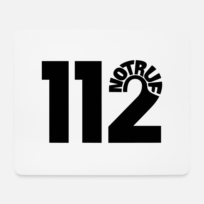 Notruf 112 rund - Mousepad (Querformat) - Weiß